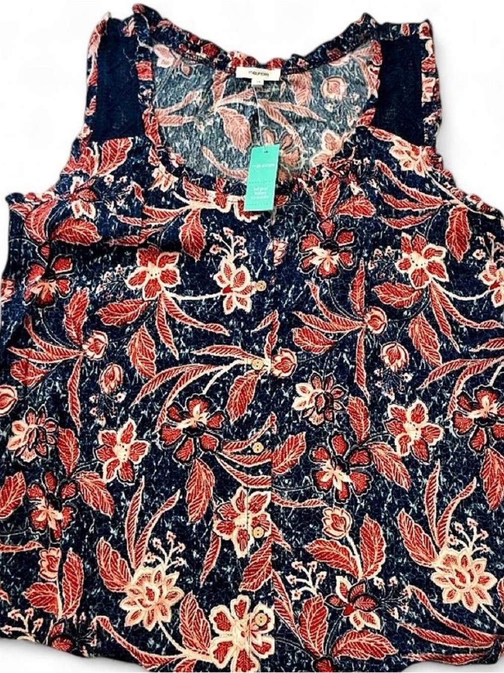 Maurice’s NWT- Women’s Floral Sleeveless Top - Navy and Coral